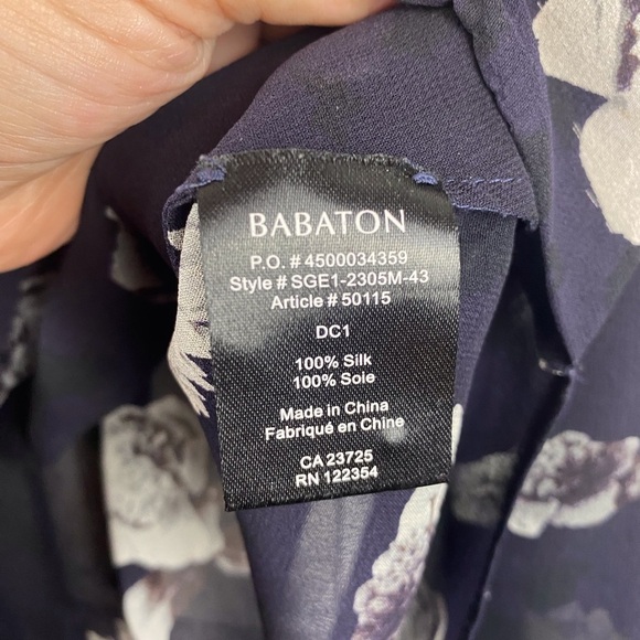 Aritzia Babaton Silk Draped Front Blouse in Navy Size Small. - Picture 5 of 9